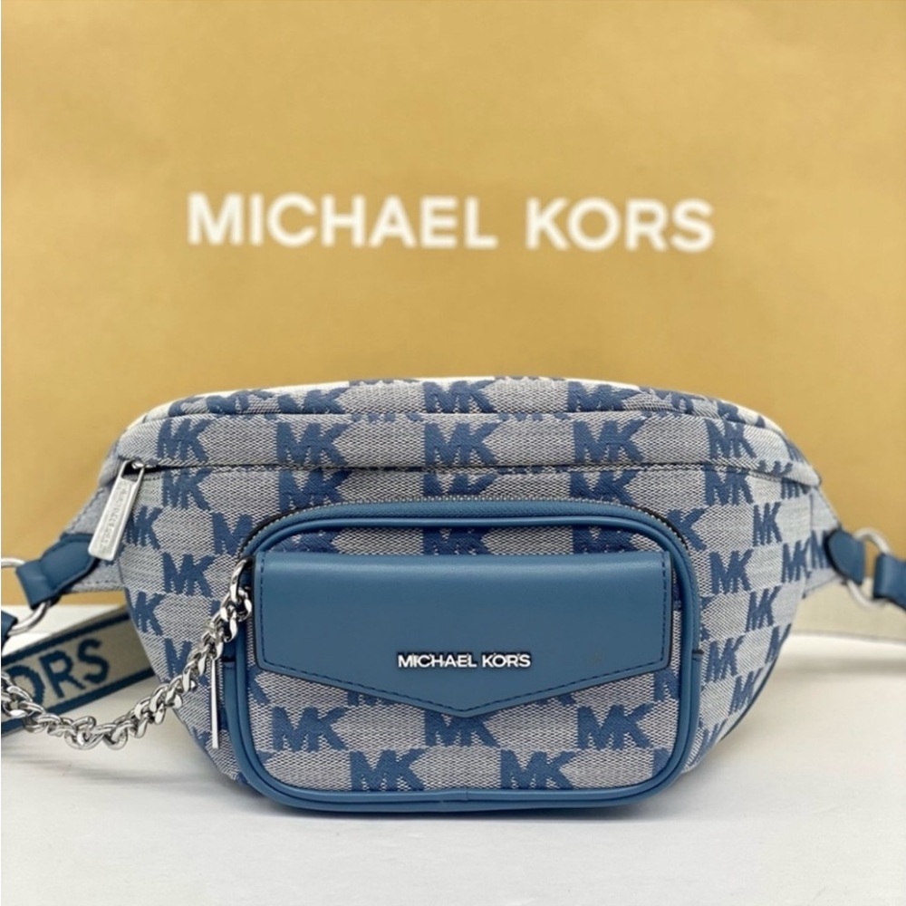 Michael Kors Blue and Gray Crossbody Bag